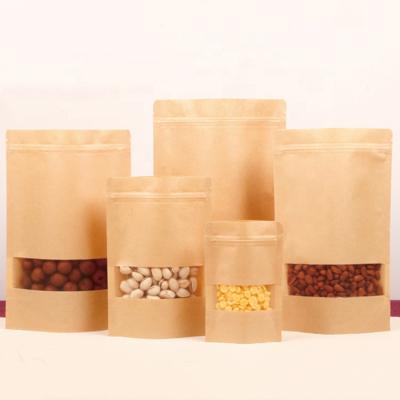 China Square Window Kraft Paper Bag Moisture Proof Frosted Thick Ziplock Food Sealed Packaging Bag for sale