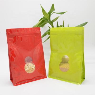 China Customized Moisture Proof Color Resealable 8 Side Seal Up Plastic Bag Holder With Window And Zipper For Food for sale