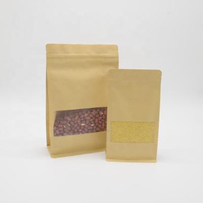 China Food Grade Recyclable Wholesale 8 Side Zipper Top Seal Kraft Paper Bag With Window for sale