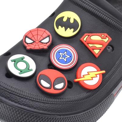 China Hoop Charm Superhero Movie Fang Shoe Charm Decorations for Kids Sandals Shoes Accessories for sale