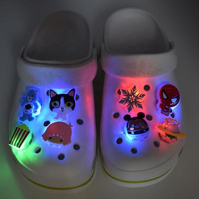 China Instock Hoop Charm Light Up LED PVC Flashing Rubber Shoe Charms Accessories Buckles For Hoop Shoes for sale