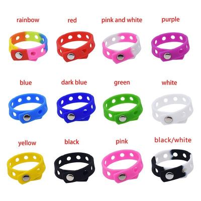 China Clog Charm Wholesale Various Color Soft Silicone Wristbands PVC Wristband With Croc Shoe Charms For Promotional Gift for sale