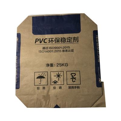 China Printing Logo 25kg Cement Block Bottom Kraft Paper Biodegradable Eco Friendly Custom Valve Bag for sale