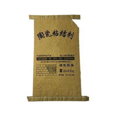 China Logo 25kg 50kg Eco Friendly Biodegradable Adhesive Kraft Bag Custom Cement Kraft Paper Valve Bag for sale