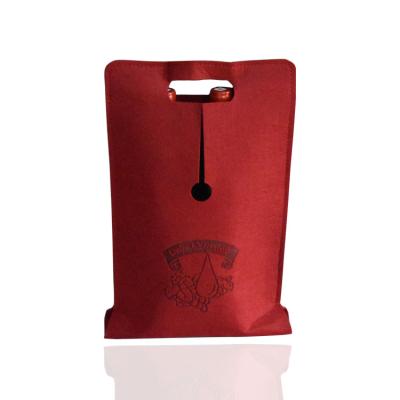 China Factory Direct Wholesale Fabric Felt Handled 2 Bottle Red Wine Bag Beverage Milk Water Carrier Basket for sale