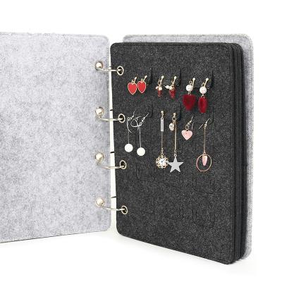 China Portable Felt Jewelry Organizer Jewelry Collection Book Rings Organizer Necklace Display Book Earrings Storage Bag for sale