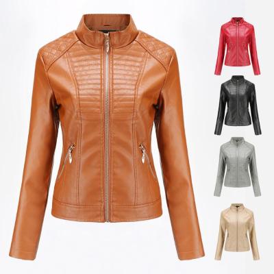 China ZY2582A Breathable Simple Spring Leather Jacket Women And Autumn Style Jackets Motorcycle for sale