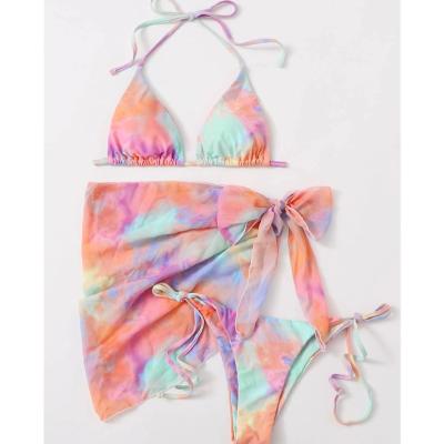 China Breathable Link Dye Beachwear Mesh Swimsuit 3 Pieces for sale