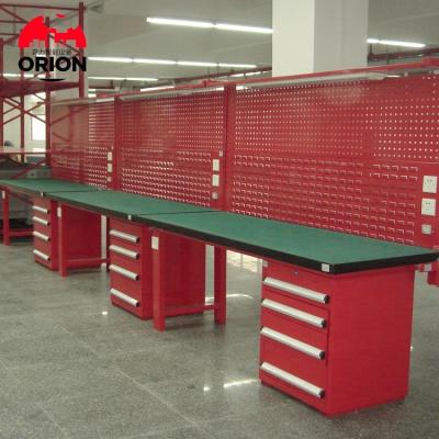 China With Drawers Red Iron Work Bench With Two Drawers For Garage for sale