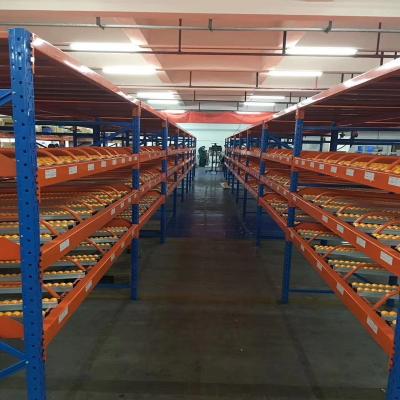 China Corrosion Protection Industrial Warehouse Storage Cardboard Gravity Roller Sliding Rack System for sale