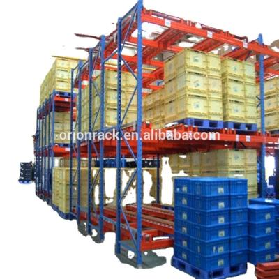 China Corrosion Protection Factory Warehouse Steel Shelf Racking , Goods Gravity Carton Pass Through Pallet Sliding Racks for sale