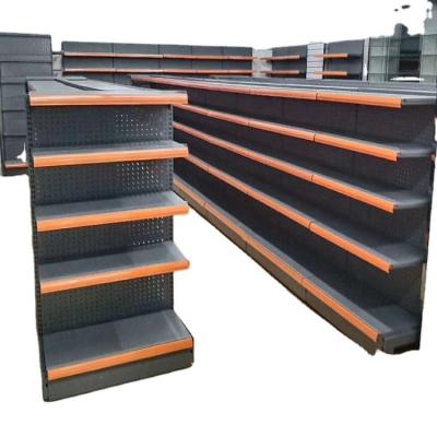 China Double Sided Chinese Custom Steel Grocery Storage Wall Floating Shelf With Label for sale