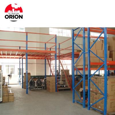 China Corrosion Protection Iron Mezzanine Rack Metal Warehouse Building Storage Shelving Racking for sale