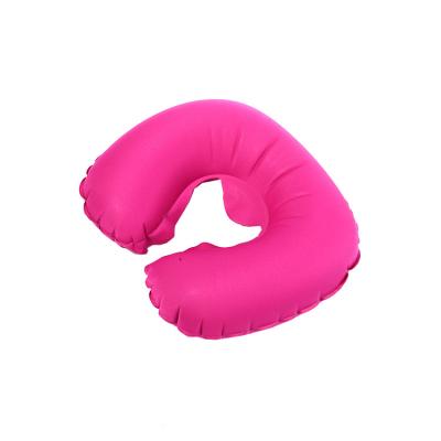 China HOT PORTABLE Car Foldable Portable Inflatable Pillow Travel Air Roll Neck Pilloow Air Camping Neck Pillow for sale