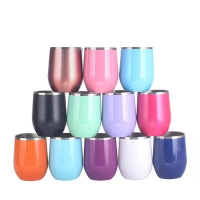 China Sustainable 12oz Double Wall Stainless Steel Egg Shape Wine Tumbler Wholesale And Straw for sale