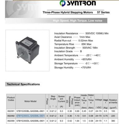 China China syntron Three-Phase Hybrid Stepping Motors 57 Series,57BYG350BL-SASSML-0601,57BYG350CL-SASSML-0601 for sale