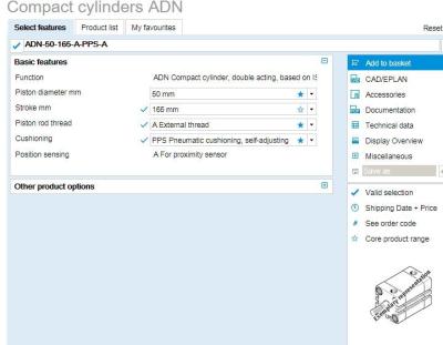 China ORIGINAL festo   Standards-based cylinders ， Compact cylinders to ISO 21287 > Compact cylinderADN-50-165-A-PPS-A,536309 for sale