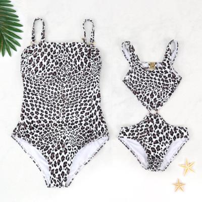 China New Design Leopard Print Swimsuit Mom And Daughter Breathable Bikini Swimwear For Families for sale