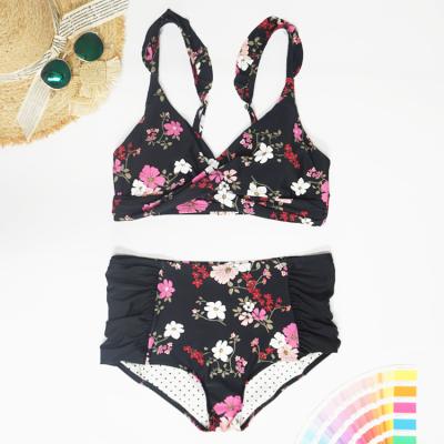 China Breathable Printed Ruffled Bikini Set High Waisted Women Plus Size Hot Swimwear Two Pieces for sale