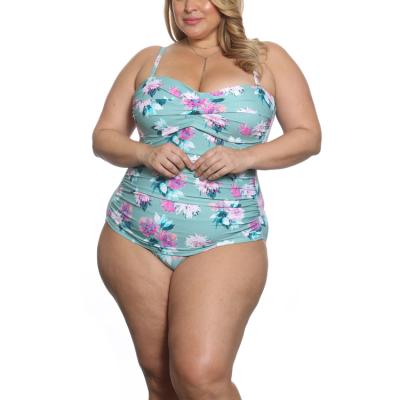 China Breathable Plus Size Printing Twist Front Swim Suits One Piece Bubbled Beachwear Wholesale for sale