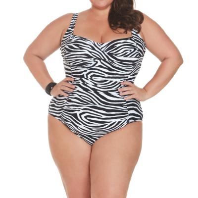 China Breathable Plus Size Zebra Leopard Print Bandeau Beach Wear One Piece Swimwear for sale