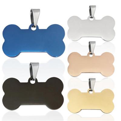 China Custom Stocked Logo Stainless Steel Metal Muffler Sublimation Engraving Collar Dog Tags Name ID Pet Army Blank Bone Military Dog Tag for sale