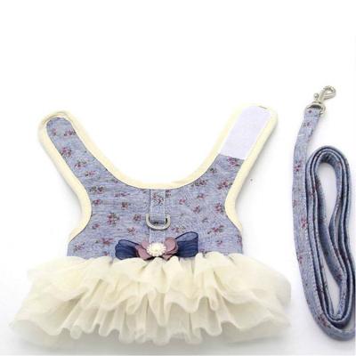 China Wholesale Fashion Pet Sublimation Pet Pull Dog Lead Rope Bow Fancy Back Skirt Fancy Back Adjustable Dog Harness for sale