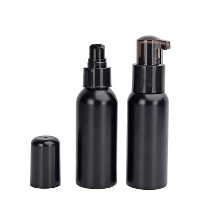 China Eco-friendly and recyclable matte black aluminum material 30ml 50ml 100ml 150ml 200ml 250ml 500ml spray pump bottle for cosmetic packaging for sale