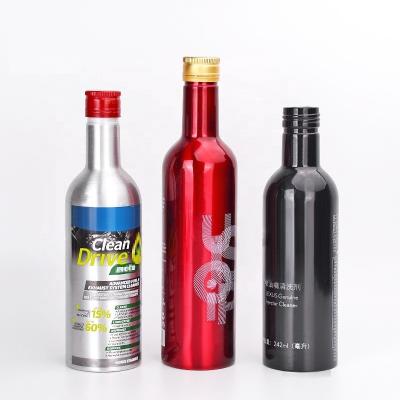 China Eco-Friendly And Recyclable Material 350ml 400ml Long Neck Aluminum Liquid Metal Car Care Bottles Gasoline And Oil Bottle for sale