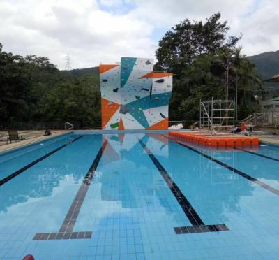 China Aqua Climb Sport Crystal Clear Glass Mobile Poolside Rock Climbing Wall for sale