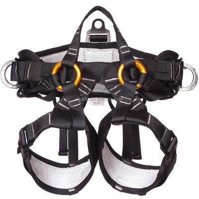 China Black Half Body Safety Rock Climbing Harness Belt with 800kg Load Bearing Customized for sale