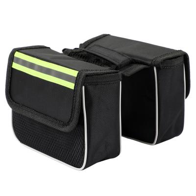 China Waterproof Travel Cycling Front Tube Bicycle Saddlebag Bag Holder Frame Bag For Bike 15x12x5cm for sale