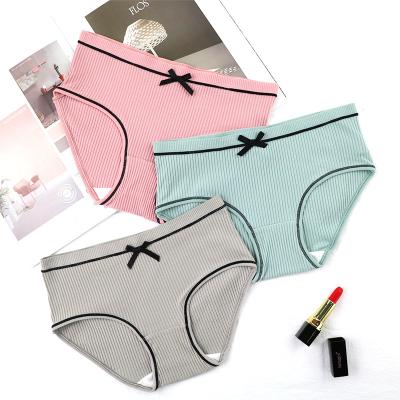 China Cotton Breathable Women's Breathable Panties Shape Stripe Lady Soft Breathable Cotton Briefs Underwear for sale