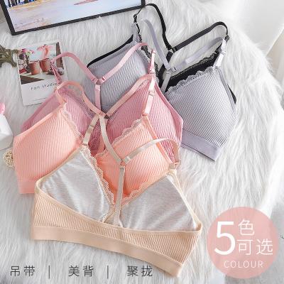 China 2021 New Design New Design Breathable Padded Triangle Bralette Teen Fancy Lace Cotton Breathable Stylish Comfortable Bra for sale