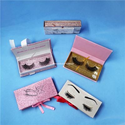 China High Quality Natural Long Faux Mink Eyelashes 3D Faux Mink Eyelashes With Free Plastic Box for sale