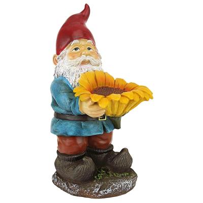 China CLASSIC Sunflower Sammy Garden Gnome Birdfeeder Polyresin/Resin Statue for sale