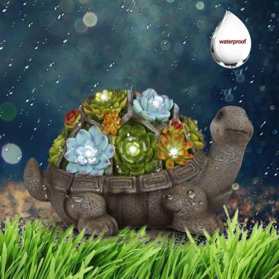 China CLASSIC Garden Figurines Turtle Outdoor Decor, Garden Art Outdoor for Fall Winter Garden Decor, Outdoor Solar Powered Statue with 7 LED Lights for sale