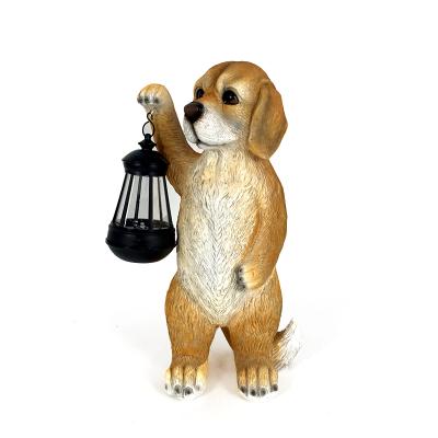 China Resin CLASSIC Outdoor Dog Decoration Solar Light Garden Lantern for sale