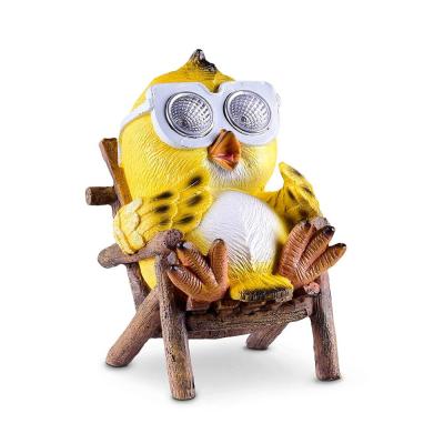 China CLASSIC LED Resin Material Outdoor Decor Figure Cool Owl Garden Solar Figurine for sale