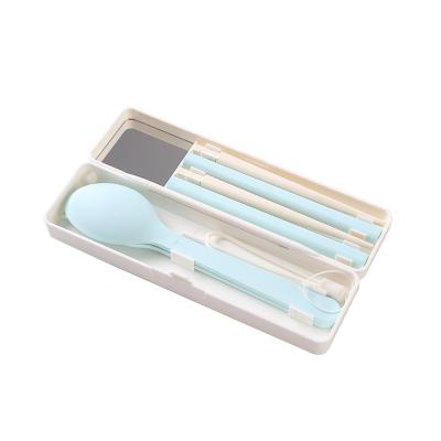 China D898 Portable Plastic PET Materia Outdoor Camping Travel Set Cutlery Box 14.8cm*4.4cm*2.4cm for sale