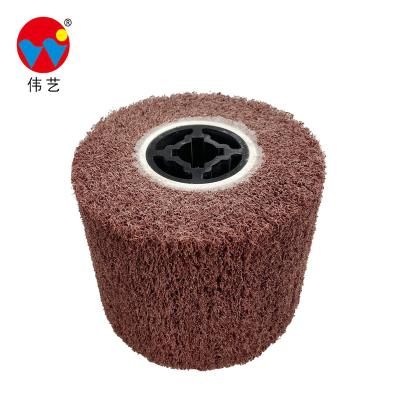 China For metals polishing WEIYI 120*100*19mm non woven agitate wheel brush satin grinding wheel for polishing stainless steel for sale