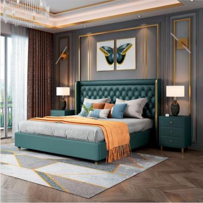 China Durable Guangdong Foshan Factory PU Leather Bedroom Furniture For Sale King Queen Size Bed Set for sale