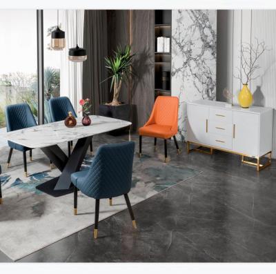 China Adjustable Modern Luxury Home Furniture Dining (Other) Sets Modern Marble Dining Table Chair Cabinet Set for sale