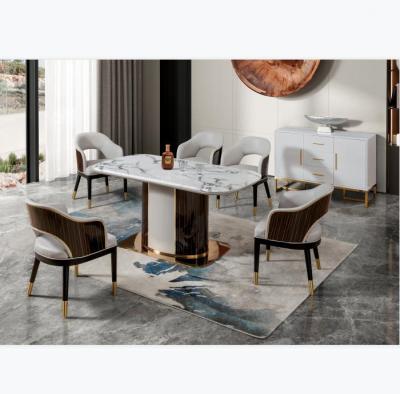 China Modern Marble Dining Table Set (Other) Kitchen Adjustable Cheap Furniture Prices And Chairs Luxurious Dining Sets Wood OEM for sale