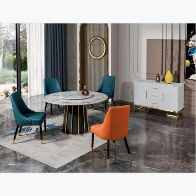 China Hot Sale (Other) Carrara Adjustable Modern Luxury Marble Top Dining Cabinet Chairs Dining Table Furniture Sets for sale