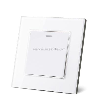 China Mechanical Switch Panel Wall Lamp Switch 1 Strip 1 Way Glass Switch White/Black/Champagne 86mm*86mm in stock for sale