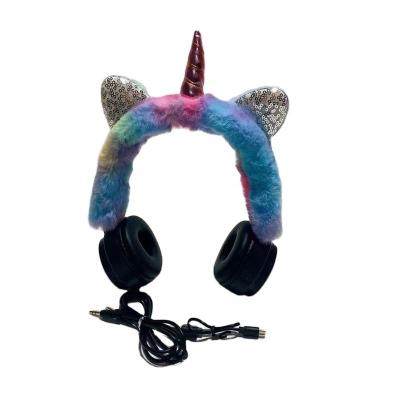 China Manufacturer's own brand new unicorn pink headphone plush cat ear brand patented wireless headset DMZ-11BT wireless corner for sale