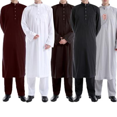 China Polyester Turkish Long Sleeve Islamic Clothing Wholesale Set Custom Made Muslim Thobe For Men for sale