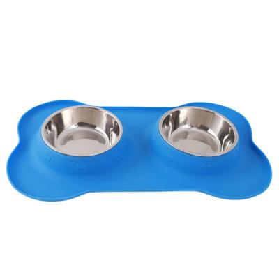 China Sustainable Slow Feed Dog Bowls Stainless Steel Non Slip Custom Logo Pet Bowl for sale