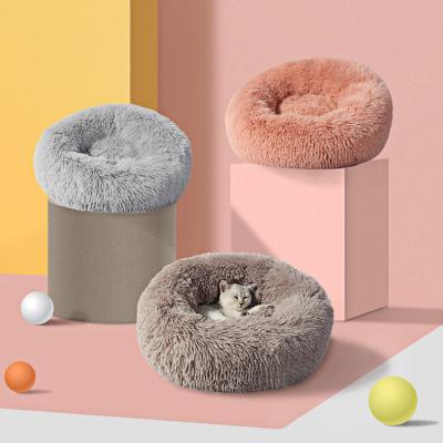 China Factory Price New Pet Cat Dog Bed Nest Washable Colorful Animal Puppy Sleep Bed Soft Warm Donut Living Bed Small Large for sale